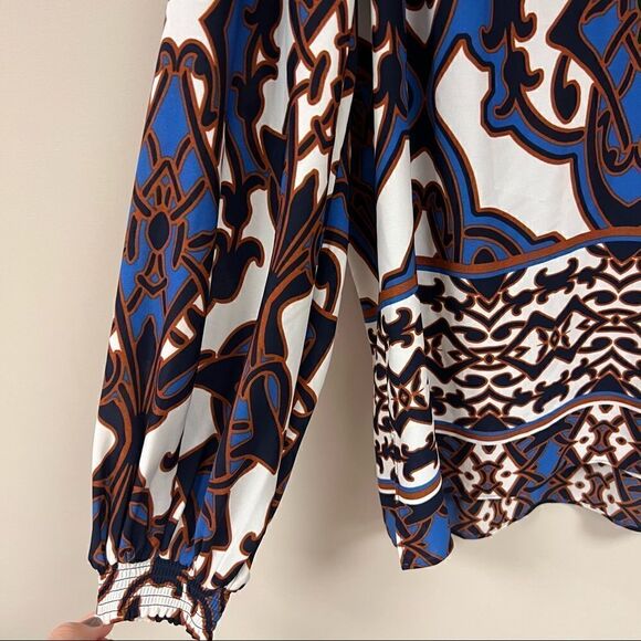 Chicos black label printed long sleeve blouse size Sm - Picture 7 of 9